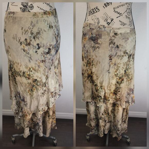 Peruvian Connection Maxi Skirt Sz 14 Floral Tiered Full Circle Cottagecore Boho - Picture 1 of 9